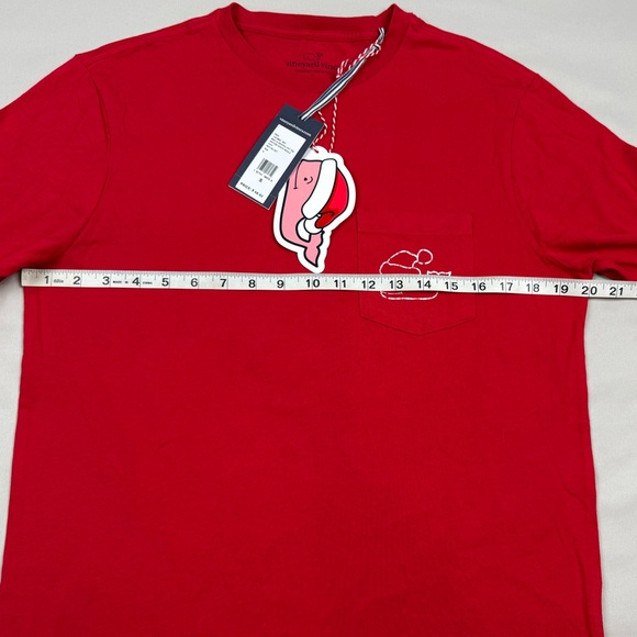 Vineyard Vines Mens Santa Whale Pocket T-Shirt Sz Small Long Sleeve Red A7 - Picture 8 of 10